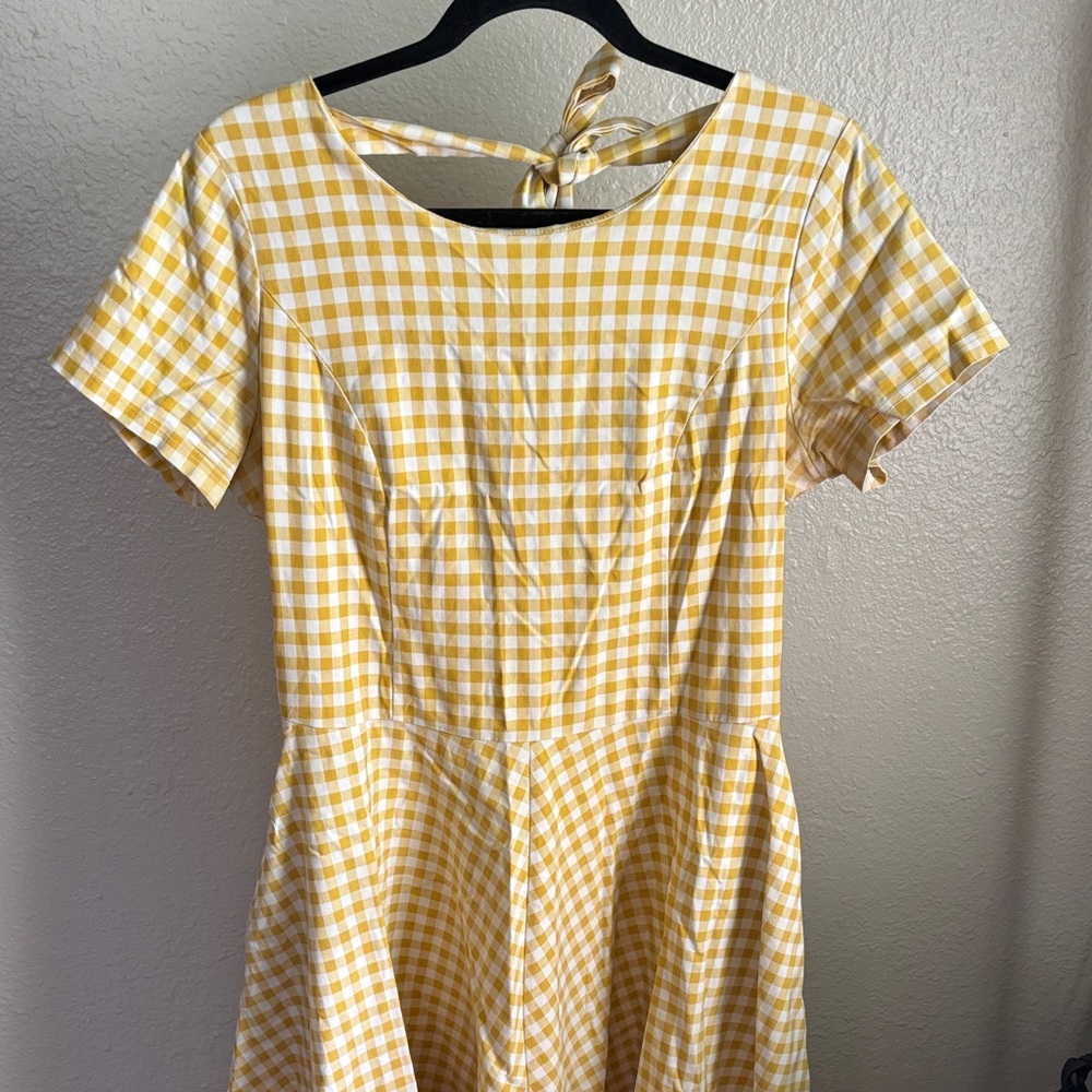 Yellow Gingham Dress with Tie Back